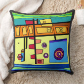Coussin Sous-marin Vie orange jaune bleu vert (Couverture)