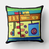 Coussin Sous-marin Vie orange jaune bleu vert (Verso)