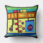 Coussin Sous-marin Vie orange jaune bleu vert (Recto)