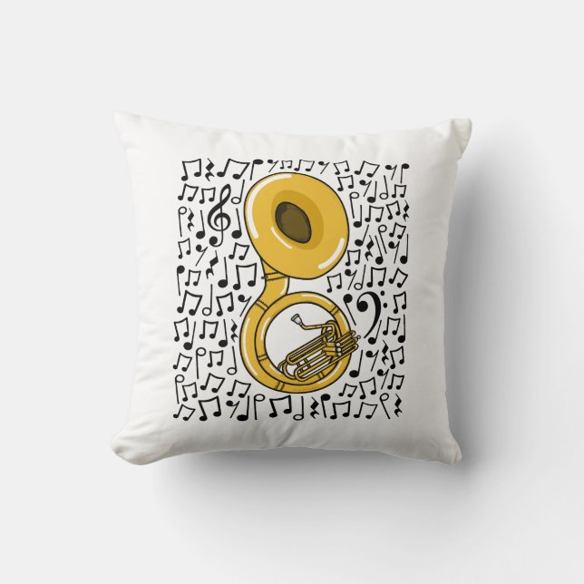 Coussin Sousaphone Notes musicales Musicien de laiton (Recto)