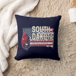 Coussin South Dakota États-Unis Retro State Map Vintage