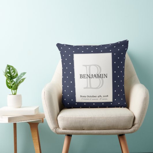 Coussin Souvenir de minuit de stat de naissance de bleu et (Chaise)