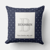 Coussin Souvenir de minuit de stat de naissance de bleu et (Recto)