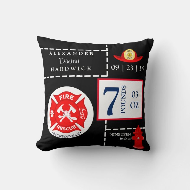 Coussin Souvenir de stat de la naissance du garçon du feu (Recto)