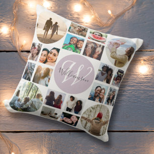 Coussin Souvenirs de famille Monogramme 20 Collage de phot
