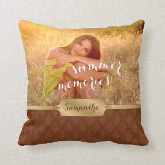 Coussin Souvenirs d'été Photo personnalisée et calligraphi