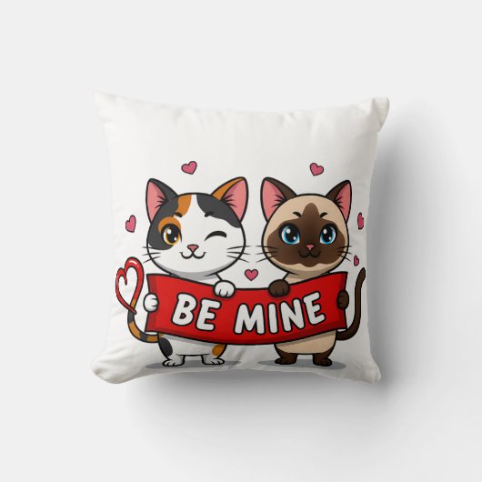 Coussin Soyez à MOI Chats de la Saint-Valentin | Adorables (Recto)