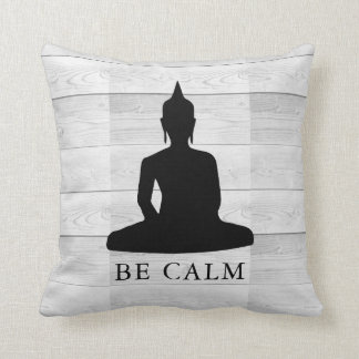 Coussin Soyez calme Buddha Motivation Rustique du bois