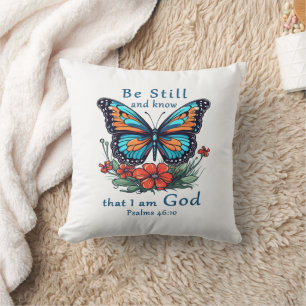 Coussin Soyez calme et sachez que je suis Dieu Bible Verse
