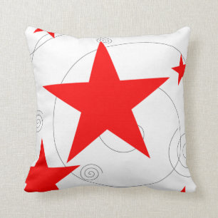 Coussin Soyez des remous rouges d'un blanc gris d'étoiles