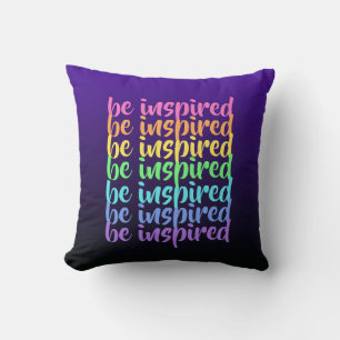 Coussin "Soyez inspiré" Violet Arc-en-ciel