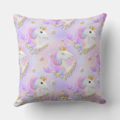 Coussin Soyez magique rose et Lilac Unicorn Fleurs et étoi (Verso)