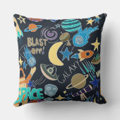 Coussin Space Theme Doodle Planètes et étoiles | Cosmique (Verso)