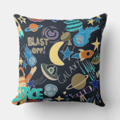 Coussin Space Theme Doodle Planètes et étoiles | Cosmique (Recto)