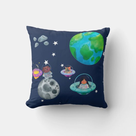 Coussin Space theme for children's room. (Recto)
