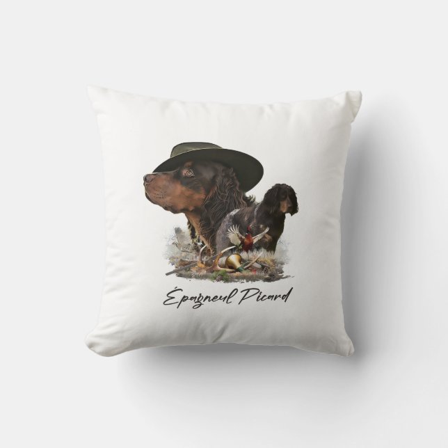 Coussin Spaniel de Picardie , Saison de chasse     (Recto)