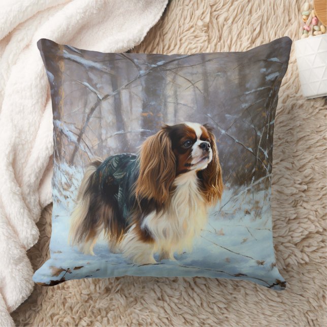 Coussin Spaniel Toy Anglais Noël Qu'il neige (Couverture)