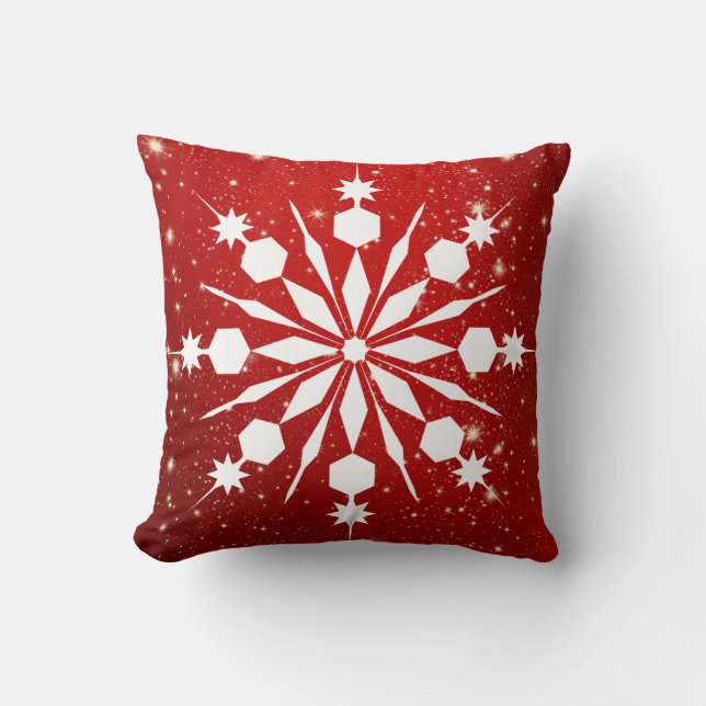 Coussin Sparkling Red Arrière - plan de Noël Snowflakes (Recto)