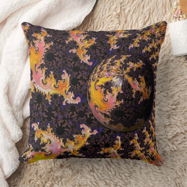 Coussin Sphère de tempête de feu fractale (Couverture)