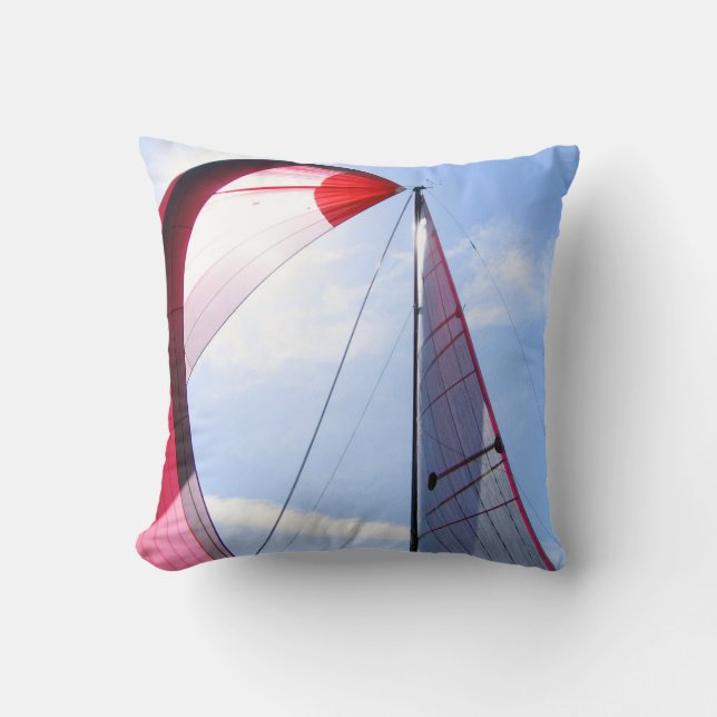 Coussin Spinnaker rouge avec Sun (Recto)