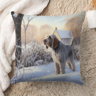 Coussin Spinone Italiano Qu'il neige Noël