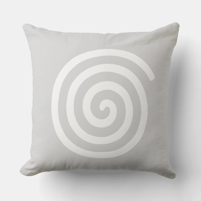 Coussin Spirale Abstraite dans l'oreiller gris clair et bl (Recto)