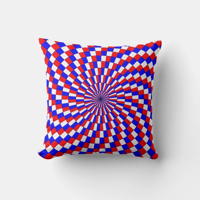 Coussin Spirale bleue rouge blanc par Kenneth Yoncich (Recto)