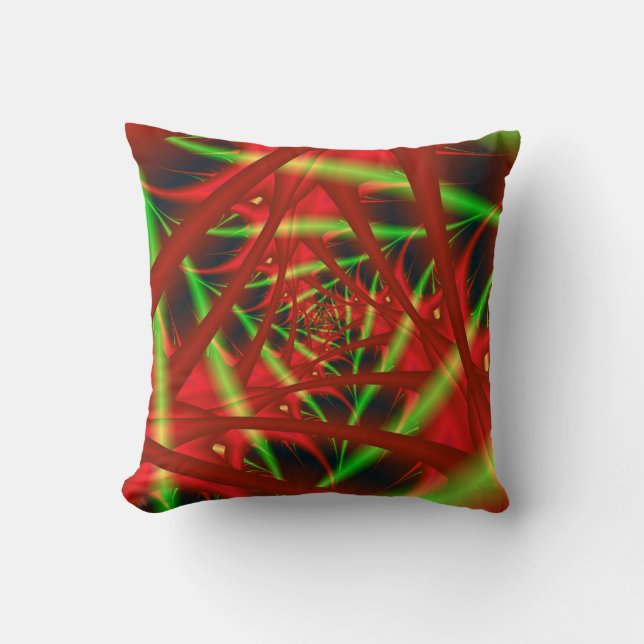 Coussin Spirale du réseau neuronal rouge et vert (Recto)