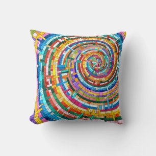 Coussin Spirale en mosaïque colorée