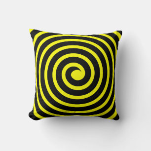 Coussin Spirale - Noir sur Jaune