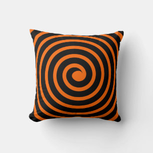 Coussin Spirale - Noir sur Orange