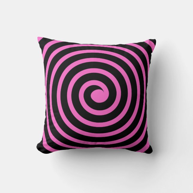 Coussin Spirale - Noir sur rose (Recto)