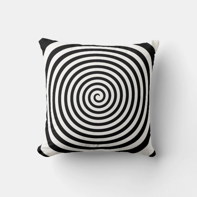 Coussin Spirale noire et blanche hypnotique - (Recto)