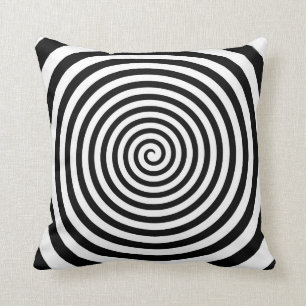 Coussin Spirale noire et blanche hypnotique -