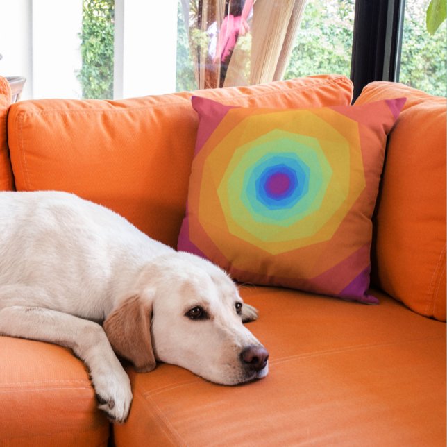 Coussin Spirale orange avec centre bleu (Créateur téléchargé)