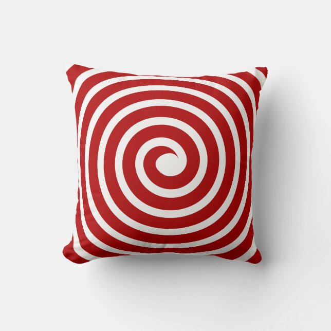 Coussin Spirale - Rouge rubis sur blanc (Recto)