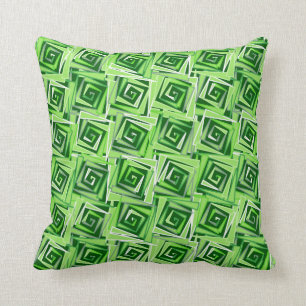 Coussin Spirales carrées modernes, vert de jade