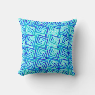 Coussin spirales carrés modernes du milieu du siècle - aqu