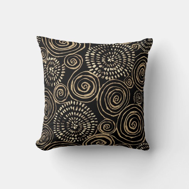 Coussin spirales de parties scintillant dorée, texture abs (Recto)