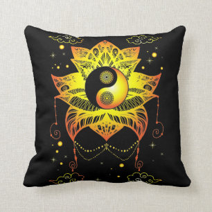 Coussin Spiritualité Lotus Yin Yang Méditer