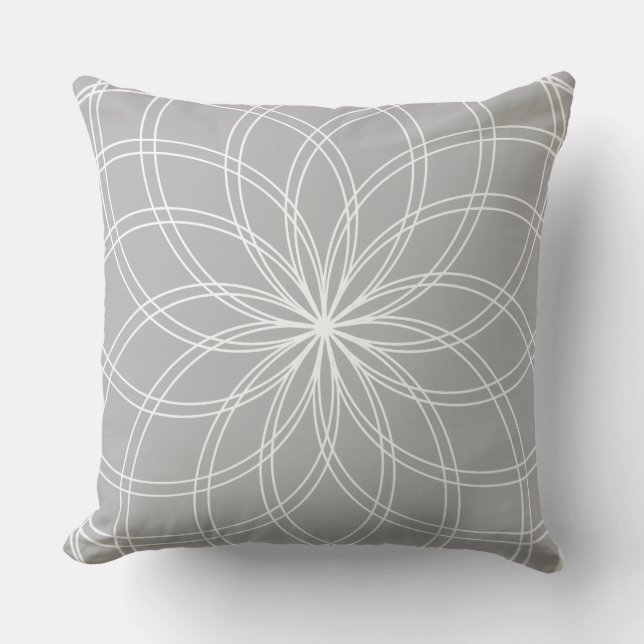 Coussin Spiro Mandala White Grey (Recto)