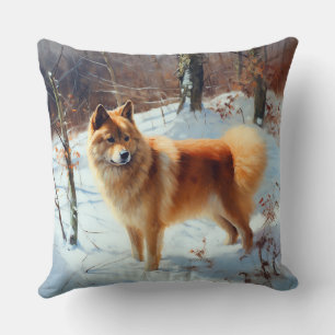 Coussin Spitz Finlandais Laisser Neige Noël