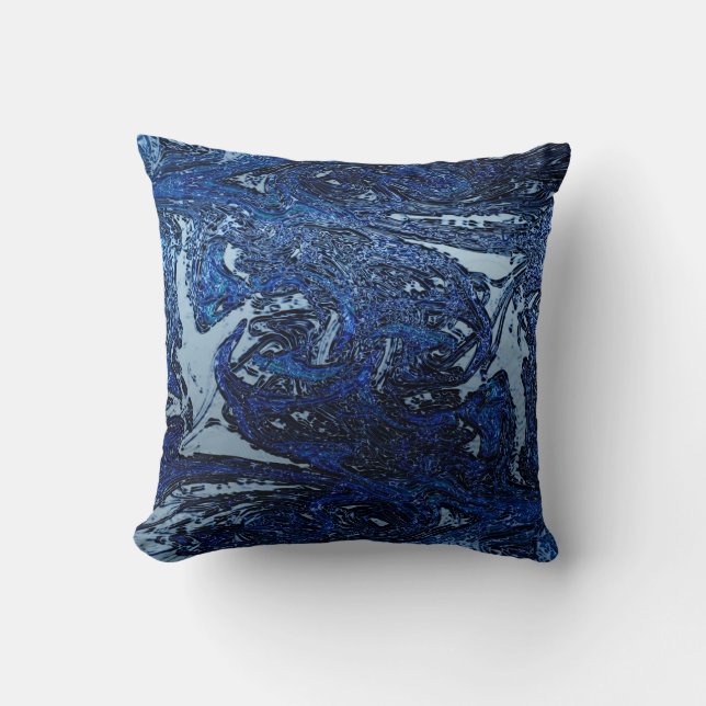 Coussin Splash de vague abstraite bleue Art urbain cool (Recto)