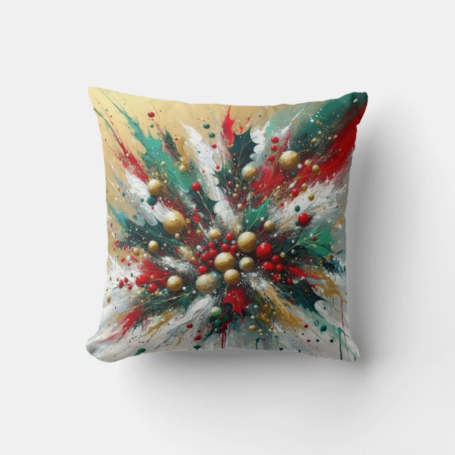 Coussin Splatter de Noël / Argent et Or (Recto)