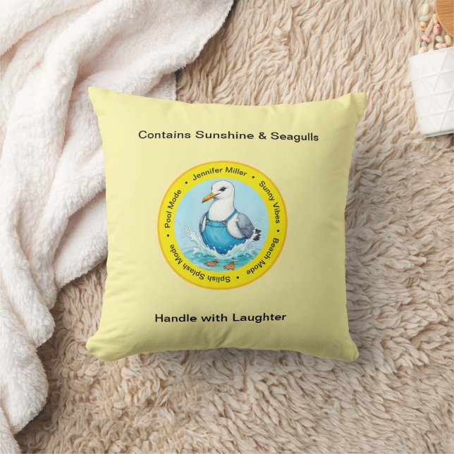 Coussin Splish Splash cute summer Seagull vacation  (Couverture)
