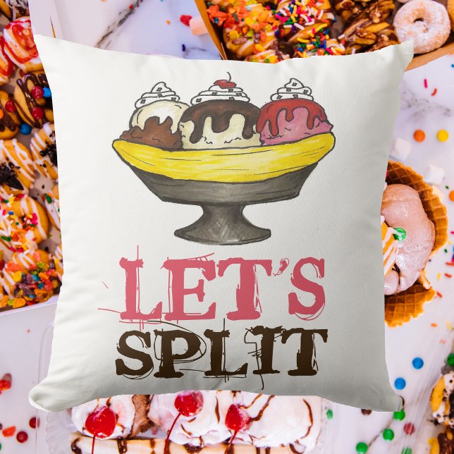 Coussin Split Banana Ice Cream Sundae Dessert (Banana split pillow)
