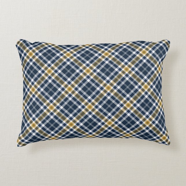 Coussin sportif d'accent de plaid de marine et (Devant)