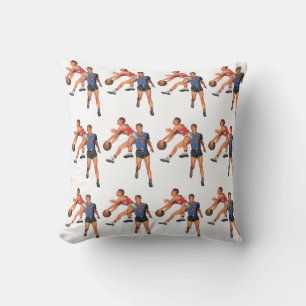 Coussin Sports Anciens, Joueurs de Basket-ball dans un Mat