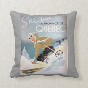 Coussin Sports d'hiver vintages, ski Canada, Québec