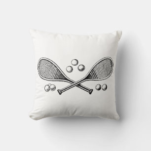 Coussin Sports Vintage Raquettes de Tennis Croisées Balles
